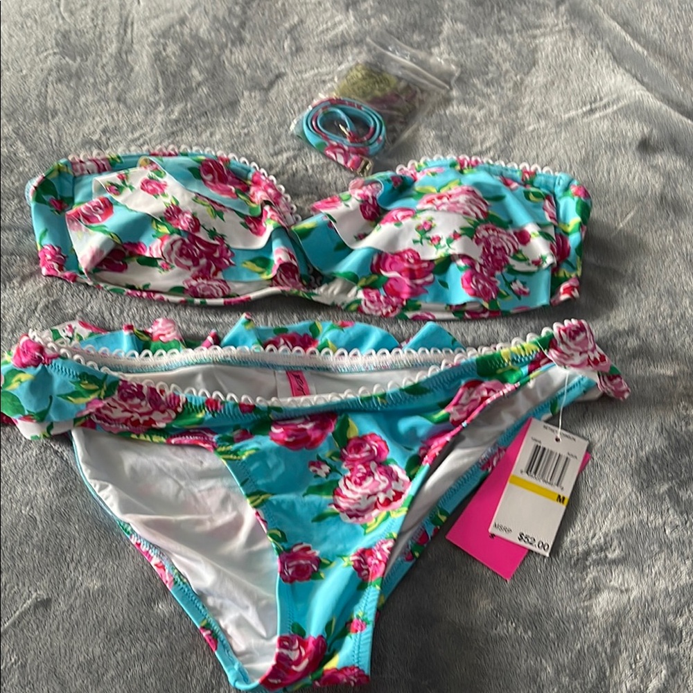Floral Strapless Bikini Set
